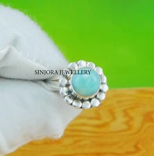 Larimar Gemstone 925 sterling silver handmade Gift Ring US size 5 to 13