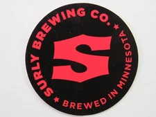 2.5" Beer STICKER ~ SURLY Brewing Co ~ Twin Cities Brooklyn Center, MINNESOTA