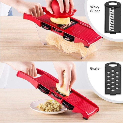 6in1 Mandoline Slicer Julienne Cutter Fruit Vegetable Chopper Peeler Grater Tool - Picture 3 of 7