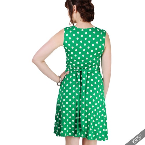 Maternity Clothing Pregnancy Polka Dot V Neck Dress Stretch Pleated Skirt Summer - Picture 10 of 25