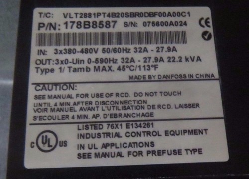 DANFOSS VARIABLE SPEED DRIVE VLT 2800 480V 27.9-32 AMP 20 HP178B8587 - Picture 4 of 8