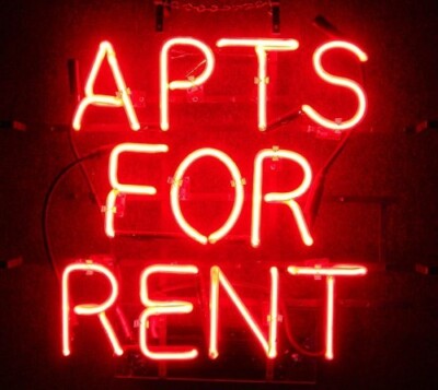 Apts For Rent Red 17'' Neon Sign Lamp Light With Dimmer Business Glass Beer VY