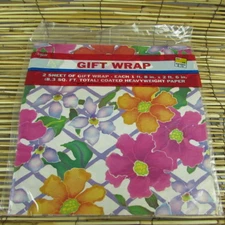 Vintage Artfaire Wrapping Paper Gift Wrap Bright Floral 2 Sheets 20 x 30 In