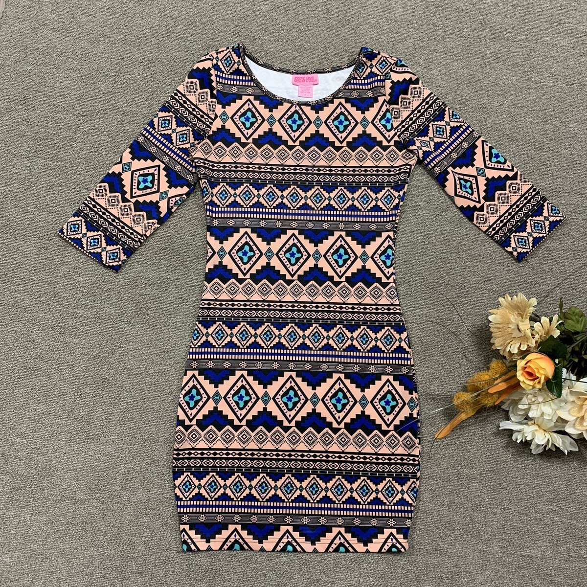 aztec bodycon dress She's Cool Design SIZE:2/3Y (26) NO-RETURNS Selena Gomez Wore Two