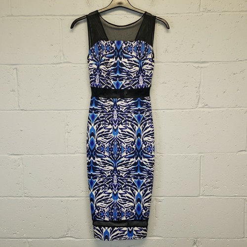 Amy Childs Dress BNWT Slip Dress Knee Length UK 8 Blue Abstract - Picture 2 of 11