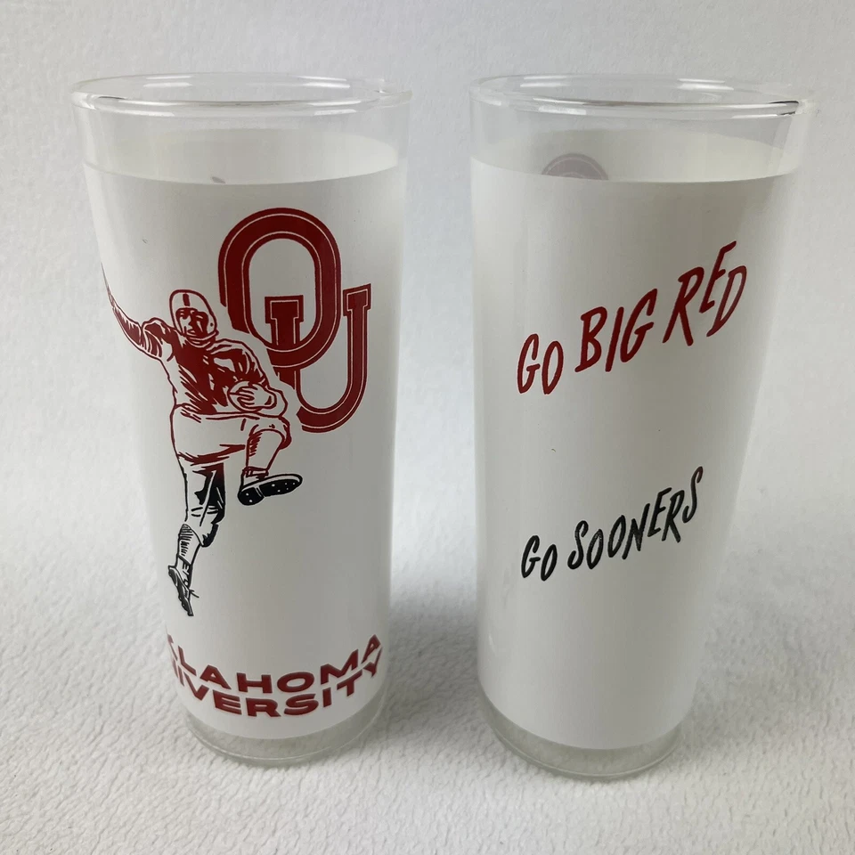 Juego de 2 vasos de cóctel de fútbol americano Oklahoma Sooners vintage Foto 3 de 4