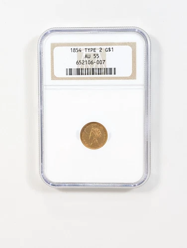 1854 G$1 Indian Princess Head Gold Dollar Coin NGC AU55 Type 2