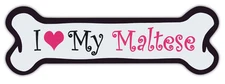 Pink Dog Bone Shaped Magnets: I Love My Maltese | Cars, Trucks and More!