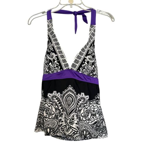 Athleta Womens Swimsuit Top Multicolor Sz S Paisley Halter Neck Stretch Backless