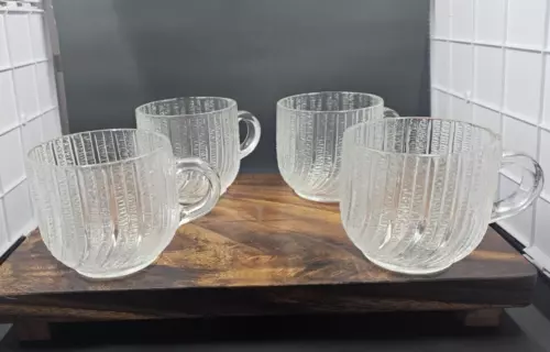 Vintage Arcoroc France Frosted Clear Coffee/Tea Cups Mugs Glass