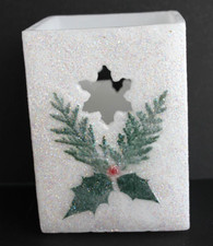Holly Berry Christmas Hardened Wax Candle Holder by Wes Shore Designs in Box