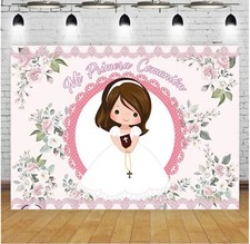 My First Communion Girl Baptism Photography Background God Bless Baptism Mi B...