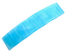 Stained GLASS BARRETTE 3.5" 90mm Robin Egg Blue White Turquoise Swirl Hair Clip