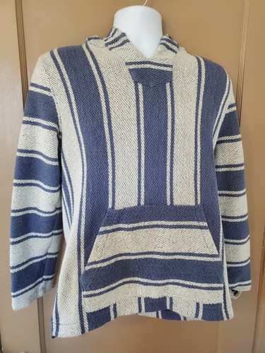 Faherty TERRY BAJA PONCHO - white blue STRIPE In good condition Size XS