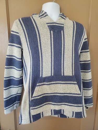 Faherty TERRY BAJA PONCHO - white blue STRIPE In g