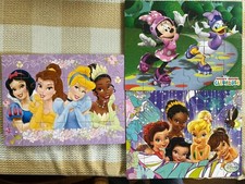 Disney 3 Wooden Puzzles In Wood Box Princesses, Fairies, Mickey Mouse Clubhouse