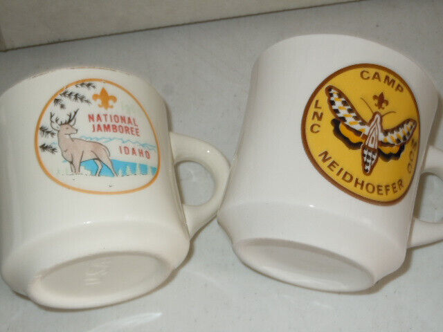 National Jamboree Idaho & Camp Neidhoefer Coffee Mugs.  Vintage Lot of Two!