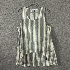 Saks Fifth Avenue Women's Size Large Striped 100% Linen Tunic Tank Top