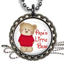 Grandpa's Papa's Little Bear Kid's Bottle Cap Necklace  Chain Handmade Gifts