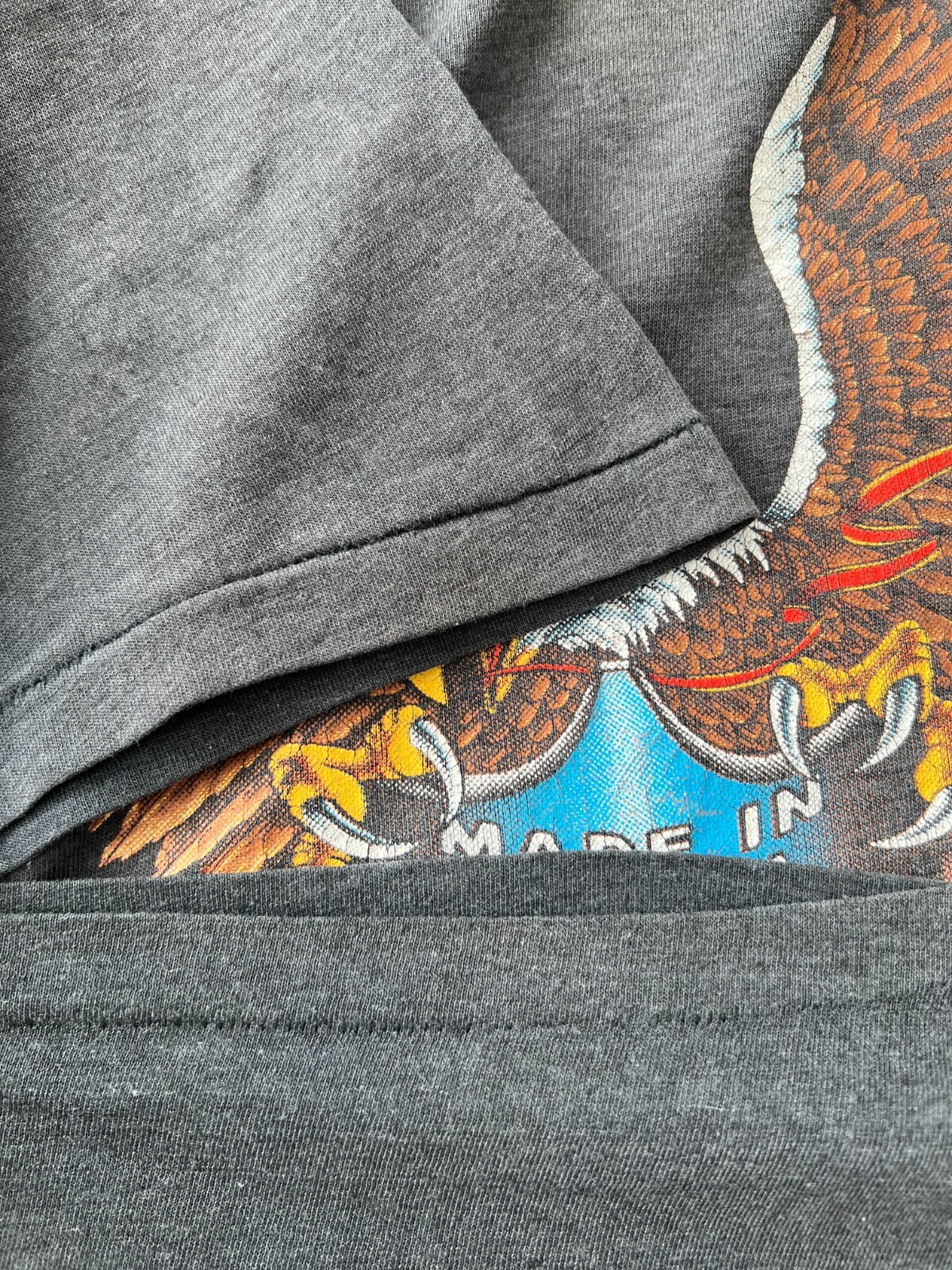 Vintage 1986 3D Emblem Ride American Biker USA Eagle Harley Black T-shirt Sz M image 9