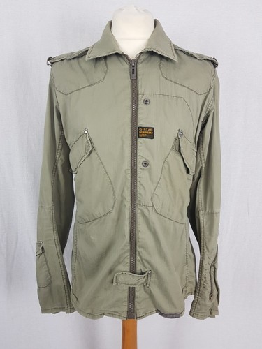 G Star Utility Jacket Mens Size XL 42" Chest Khaki Green Lightweight Zip Shirt - 第 4/16 張圖片