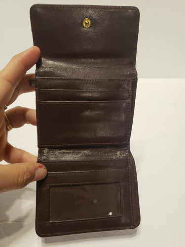 VINTAGE CLOTH AIGNER LOGO WALLET SNAP CLOSE BIFOLD BURGUNDY Key Chain - Picture 7 of 15