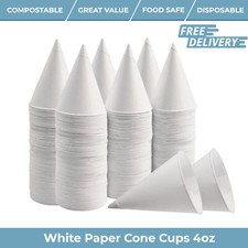 Disposable Paper Cone Cups 4oz – Water Coolers, Snow Cones - Pack of 200 – 5000