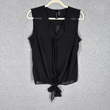 Fun Flirt Blouse XL Sheer Tie Hem Tank Witch Whimsigoth Feminine Coquette Career