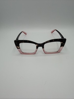 Brille ohne Korrektur Damen Oversize Leopard Rosa Farbverlauf Neu V11