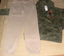 NWT ABERCROMBIE KIDS Relaxed Fit Print Hoodie EUC Logo Sweatpants Boys 13/14