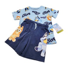 Bluey Two Piece Short Set Graphic Print Embroidered Logo 3T New With Tags