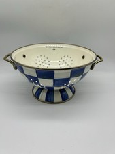 MacKenzie-Childs Parchment Check Large BLUE & WHITE Colander READ