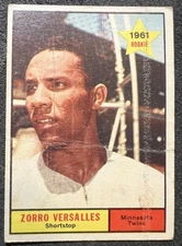 1961 TOPPS ZORRO (ZOILO) VERSALLES (MINNESOTA TWINS) RC #21 CREASED