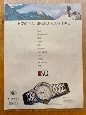 ESQ Swiss Esquire Watch Company Freedom 1995 Vintage Ad Werbung Reklame