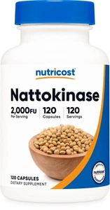 Nutricot Nattokinase 2,000FU, 120 Capsules - Sans gluten, non OGM, végétarien