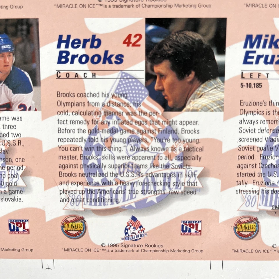 Miracle on Ice - 1995 Signature Rookies Team USA NHL Hockey Uncut Card Sheet - Image 3 of 4