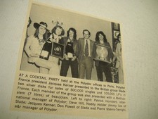 SLADE receive awards at cocktail party in Paris 1973 music biz promo pic/text