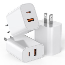 USB C Charger Block, 3Pack 20W Dual Port USB C Wall Charger Plug