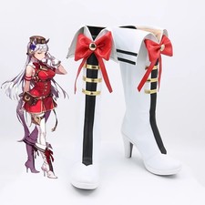 Anime Pretty Derby Oro Envío Zapatos Tacón Alto Largos PU Blanco Lazo-Nudo Bota Cos