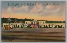 Sun Ray Motel Seattle Washington HWY 99 Postcard