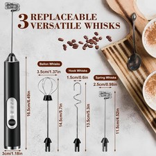 Electric Milk Frother Handheld Whisk Mixer Stirrer Coffee Egg USB Rechargeable