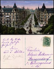 Ansichtskarte Frankfurt am Main Kaiserstraße - Blick zum Hauptbahnhof 1915