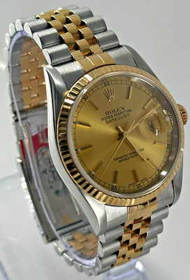 Rolex Datejust 2000 16233 Two-Tone Jubilee Bracelet Gold Bezel 36mm Size 6.75