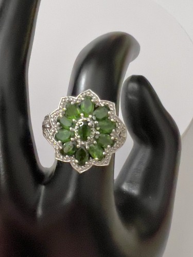 Vintage D’Joy 925 Sterling Silver Aprx 3ct Chrome Diopside Cocktail Ring Size 8 - Bild 5 von 9