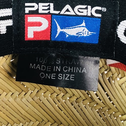 Pelagic Woven Straw Hat Baja Sun Fishing American Flag Unisex Chin Strap - Picture 8 of 11