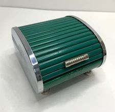 Vintage Park Sherman Art Deco Green & Chrome Roll Top Cigarette Box