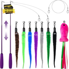 Cat Toys for Indoor Cats, 11PCS Interactive Cat Toy Wand Pack, 2 Retractable Cat