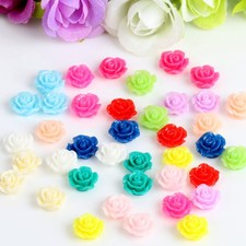 50 Pcs Craft Embellishments for Crafting Flower Resin Charms Rose Beads