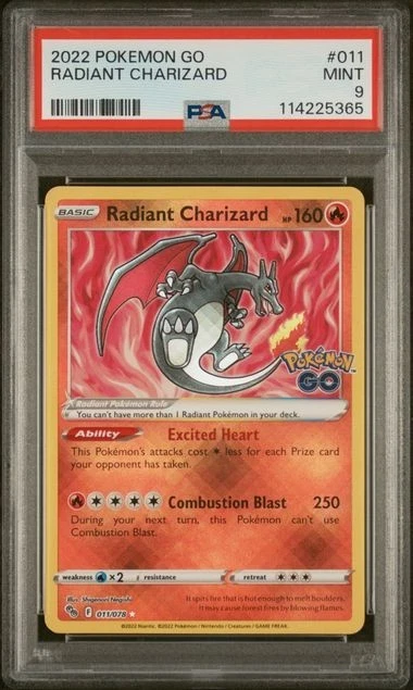 2022 Pokemon Go Radiant Charizard 011/078 PSA 9 GTC5365 TCGG