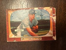 1955 Bowman Don Larsen Card #67 Poor Condition Tape Creases Paper Loss